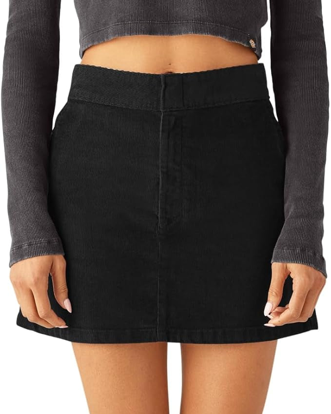 Black Corduroy Mini Skirt