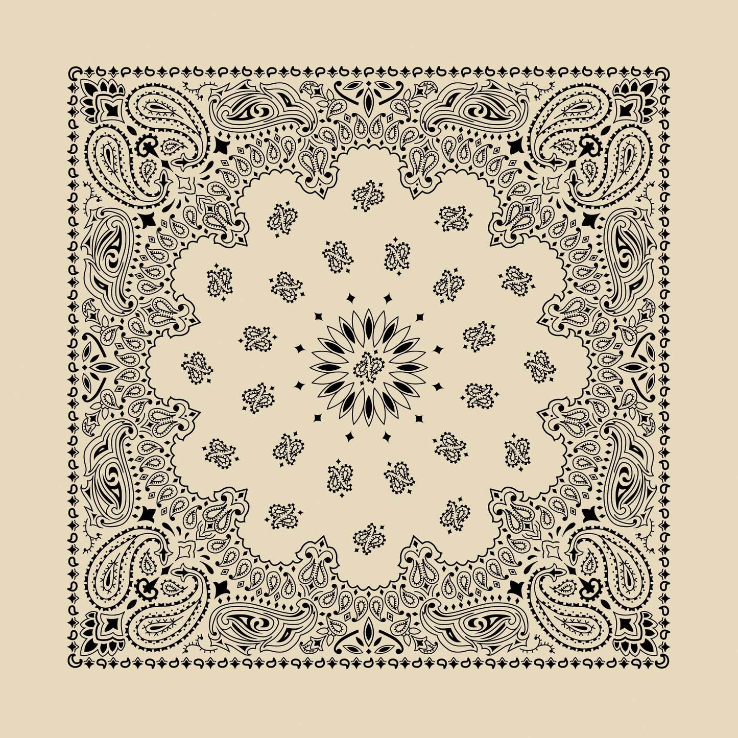 Bandanna - 22" MADE IN USA - Contemporary Natural Paisley
