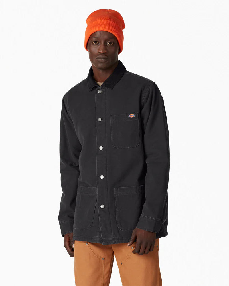 Stonewashed Black Duck Lined Chore Coat