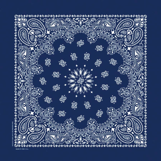 Bandanna - 22" MADE IN USA - Navy Paisley
