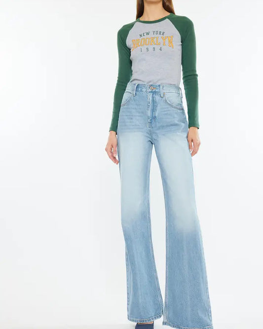 High Rise Wide Slit Jeans