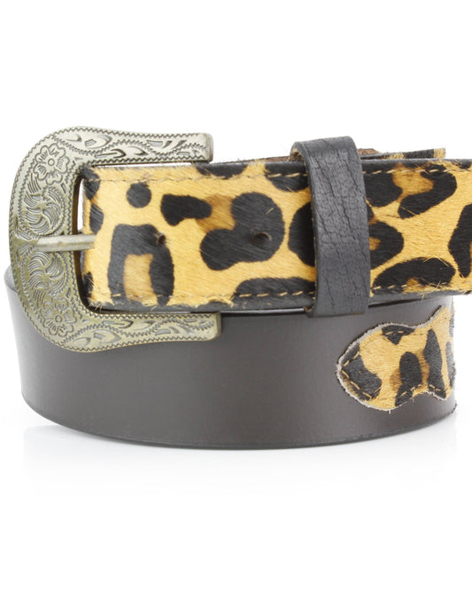 Western Black Leather Belt Hair-on-Hide