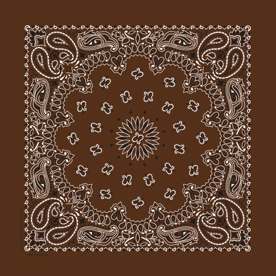 Bandanna - 22" MADE IN USA - Cocoa Paisley