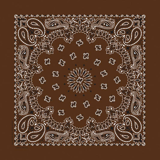 Bandanna - 22" MADE IN USA - Cocoa Paisley