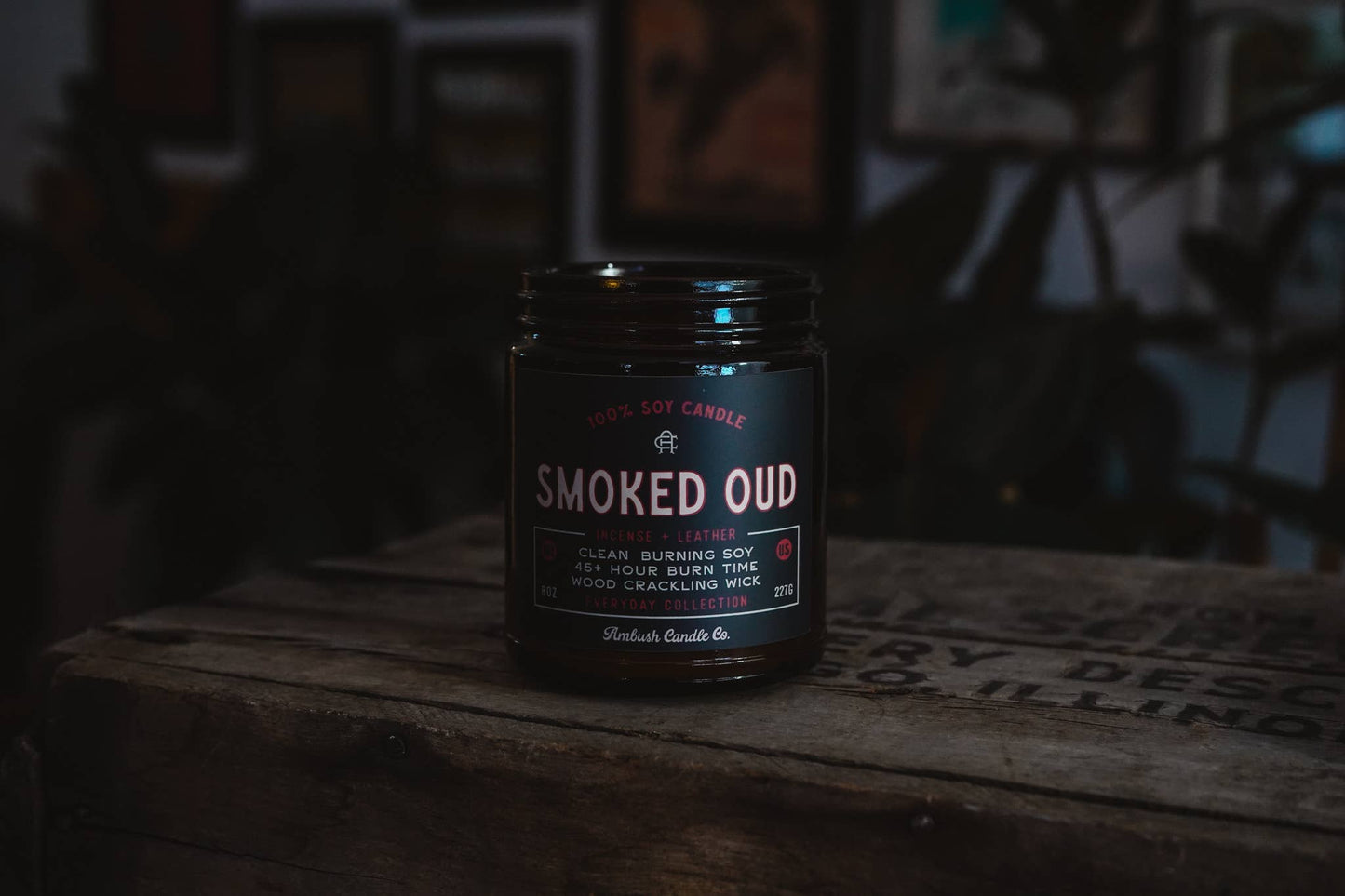 Smoked Oud | Incense + Leather 8oz Soy Candle