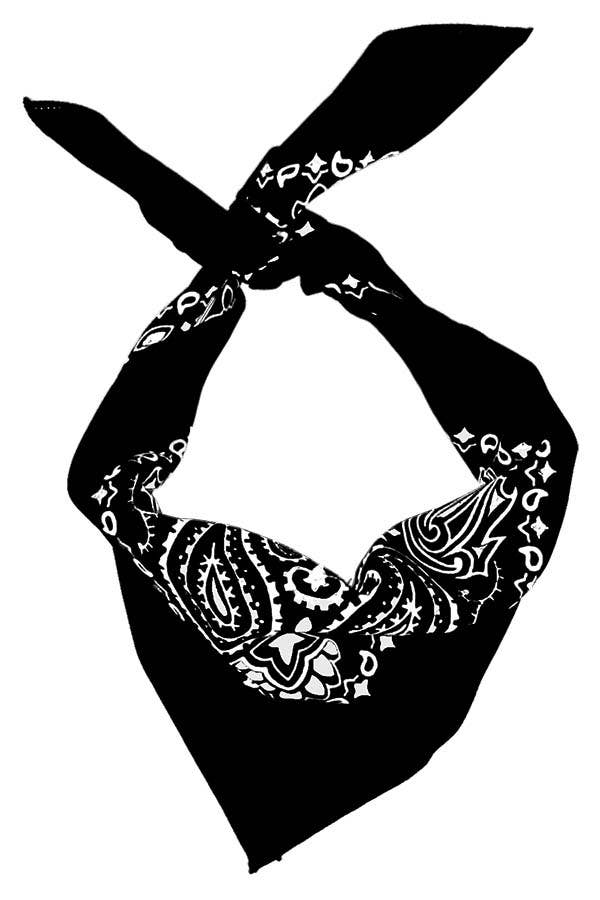 Bandanna - 22" MADE IN USA - Black Paisley