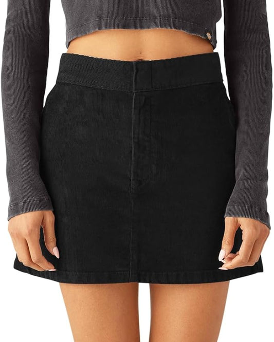 Black Corduroy Mini Skirt
