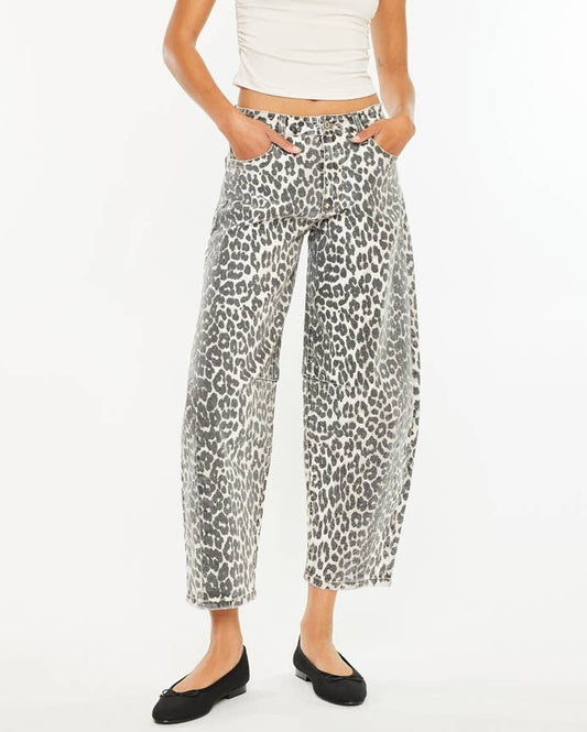 High Rise Leopard Horseshoe Jeans