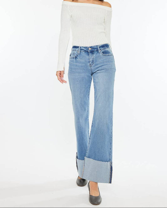 Mid Rise Wide Flare Jeans