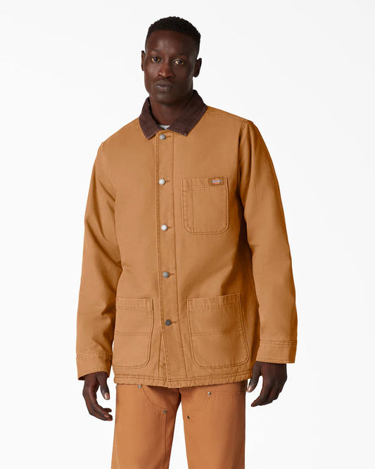 Stonewashed Brown Duck Lined Chore Coat