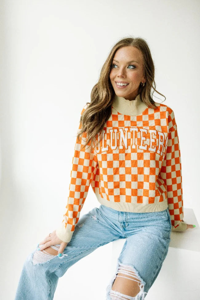 Tennessee Checkerboard Cropped Sweater