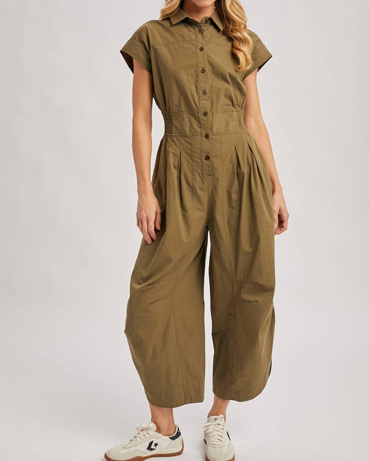 Button Down Utility Jumpsuit