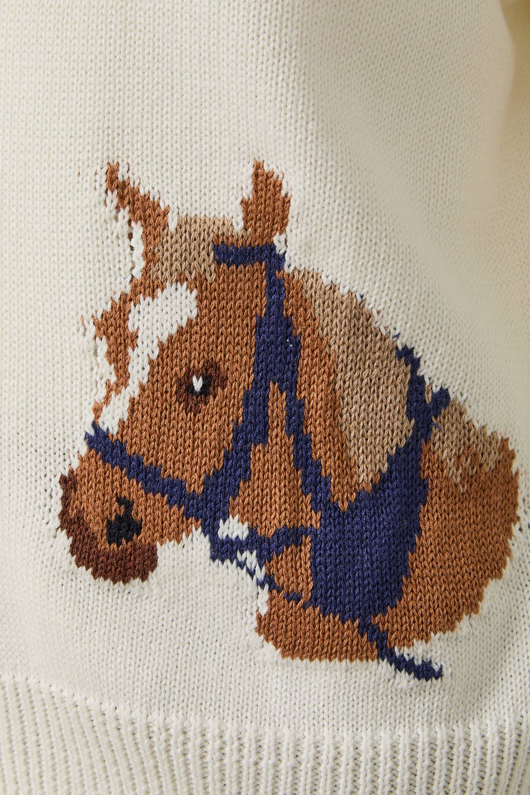 "HORSE" GRAPHIC LONG SLEEVE ROUND NECK CARDIGAN