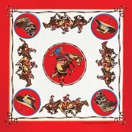 Bandanna - 22" MADE IN USA - Rodeo Cowboy Red