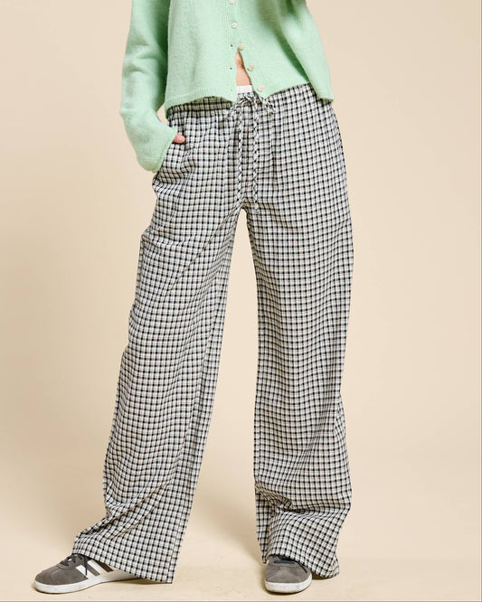 Gingham Boxer Lounge Pants with Contrast Waistband