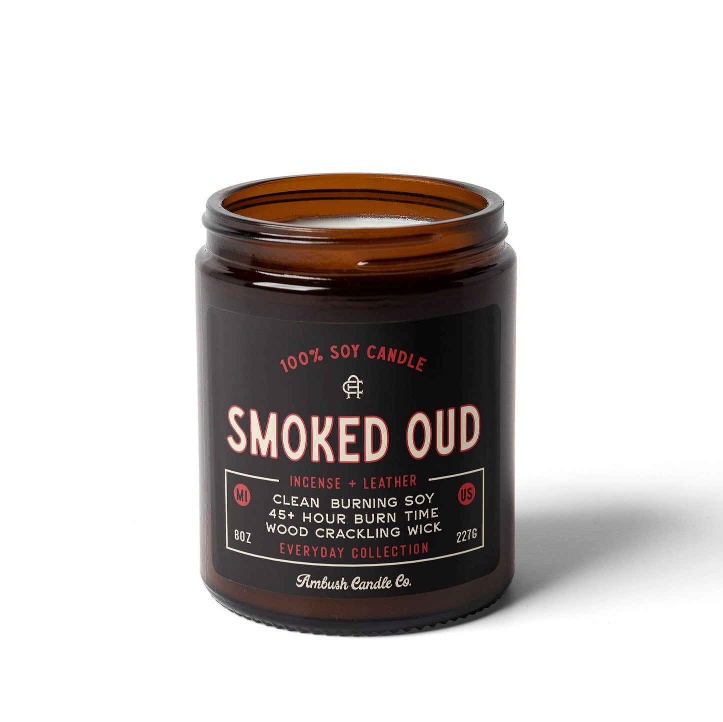 Smoked Oud | Incense + Leather 8oz Soy Candle