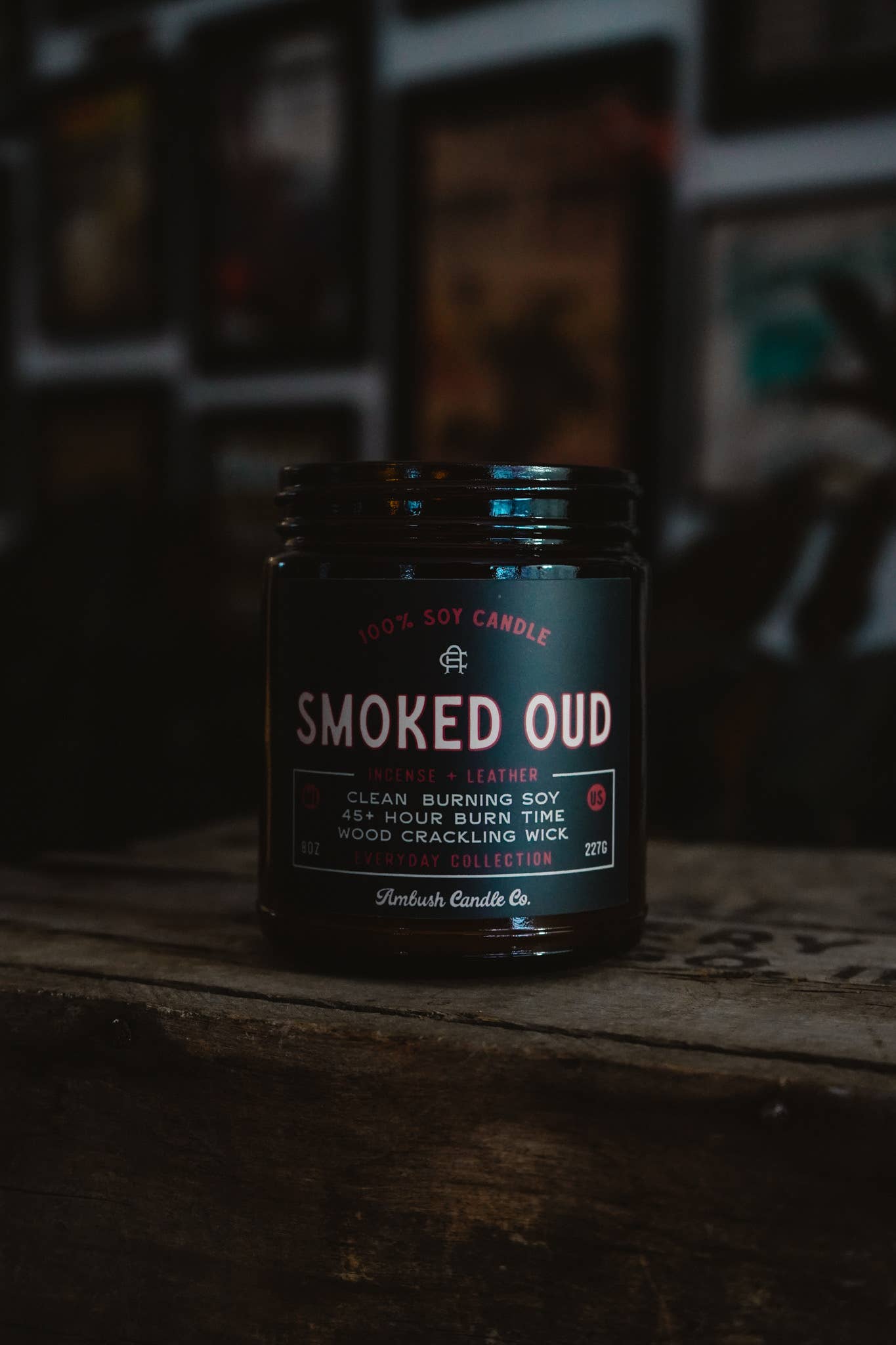Smoked Oud | Incense + Leather 8oz Soy Candle